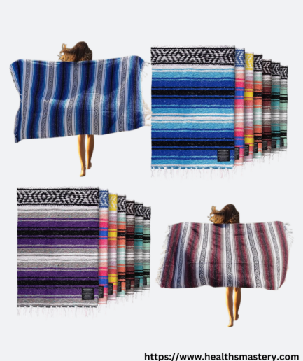 Soft Yoga Blanket: Handwoven Mexican Serape in Cherry