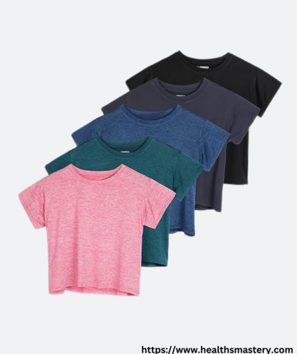 Real Essentials Stretch Crop Tops - 5-Pack for Women